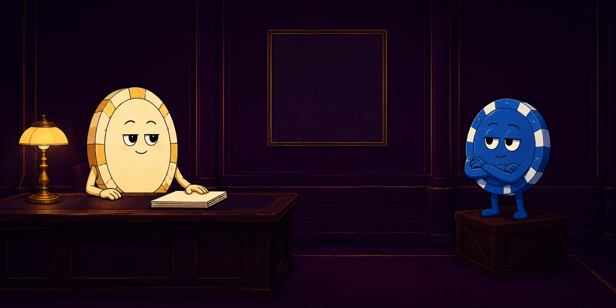 Zwei Spielchips im Buero des Managers